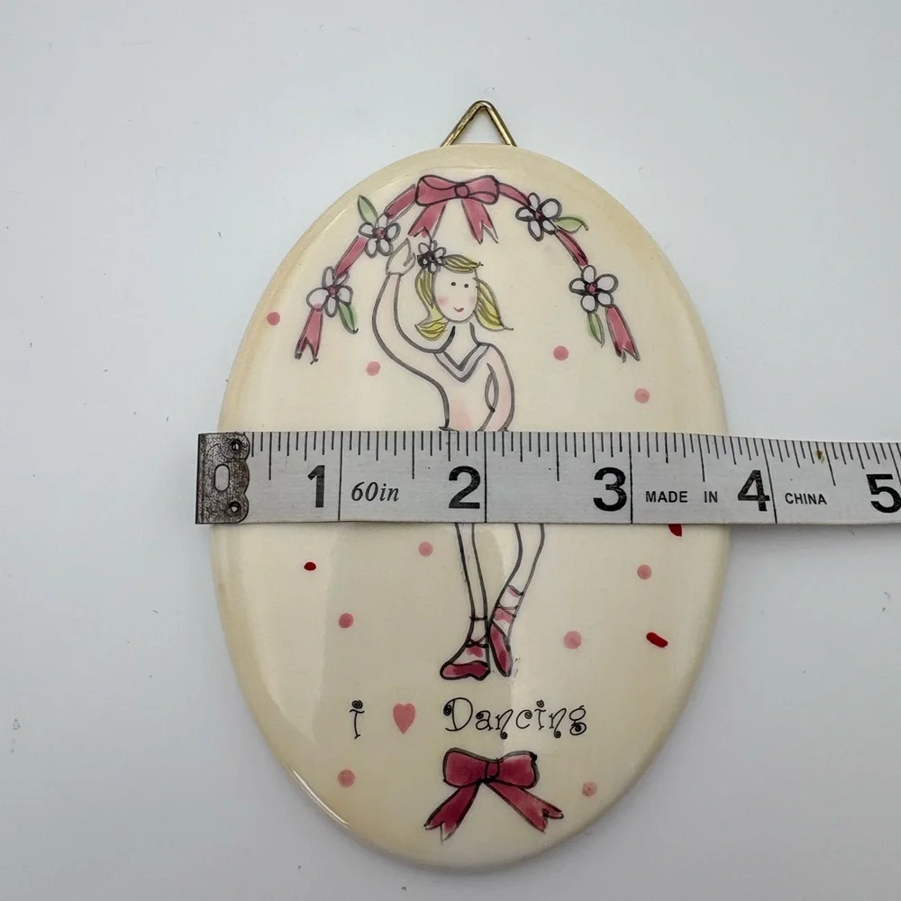 Vintage Ballet Dancer “I 🩷 Dancing” Ceramic Wall Plaque